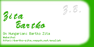 zita bartko business card